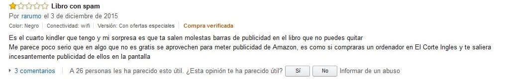 Comentario Amazon Kindle